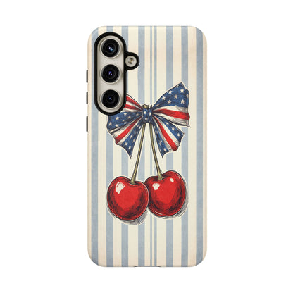Patriotic Cherry Phone Case Americana Coquette Aesthetic iPhone Samsung