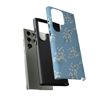 Baby’s Breath Floral Phone Case – Blue Minimal Flower Aesthetic Tough Case