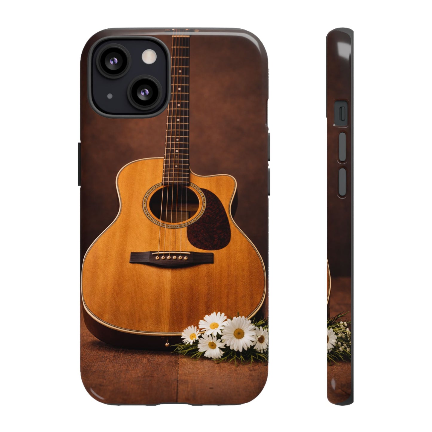 Acoustic Guitar Daisy Phone Case | Rustic Music Lover Tough Cover