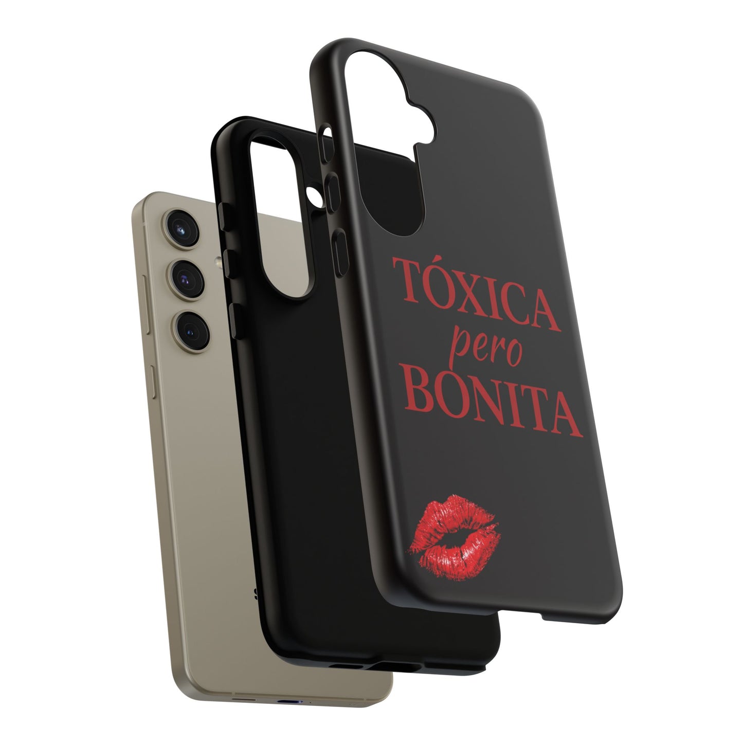 Toxica Pero Bonita Phone Case, Latina Quote Case, Red Lips Aesthetic, Spanish Saying Case, Trendy Tough Cover