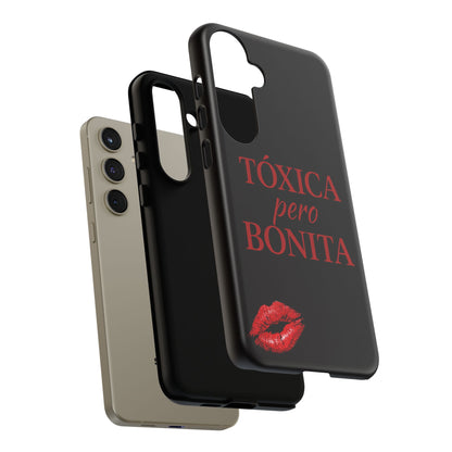 Toxica Pero Bonita Phone Case, Latina Quote Case, Red Lips Aesthetic, Spanish Saying Case, Trendy Tough Cover