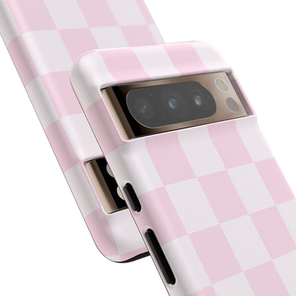 Light Pink Checkerboard Phone Case | Pastel Aesthetic Checkered iPhone & Samsung Tough Case