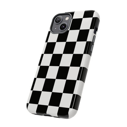 Black & White Checkerboard Phone Case – Classic Aesthetic Tough Protective Case for Iphone, Samsung Galaxy and Pixel