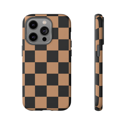 Brown Checkerboard Phone Case | Aesthetic Tough Protective Case