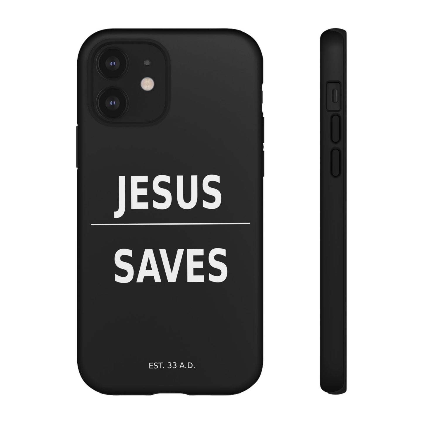 Jesus Saves Phone Case Christian Religious Minimalist Black Tough Cover