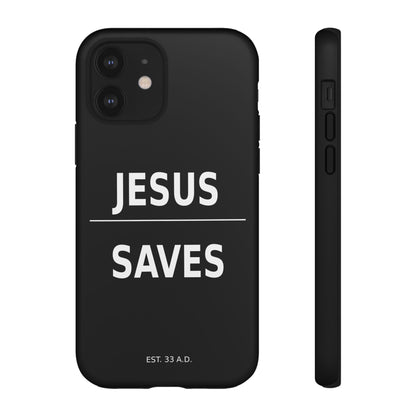 Jesus Saves Phone Case Christian Religious Minimalist Black Tough Cover
