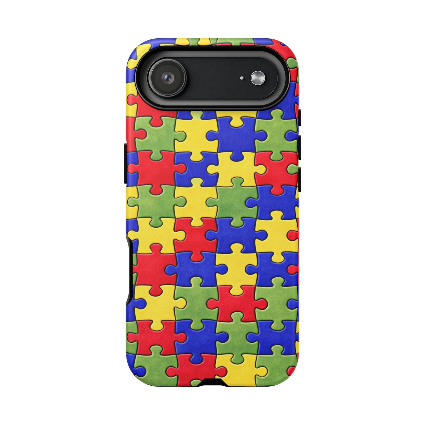 Colorful Puzzle Phone Case, Autism Awareness Jigsaw Design, Tough Protective Case, iPhone & Samsung Case, Vibrant Puzzle Pattern