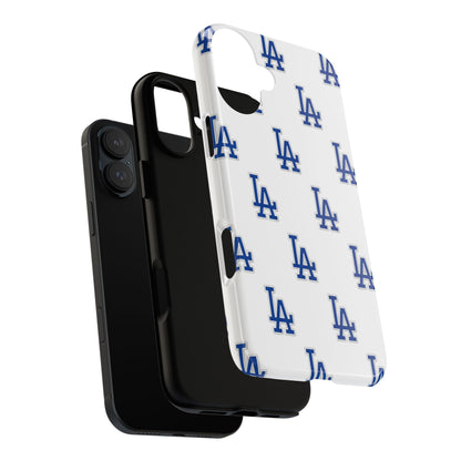 Blue LA Monogram Pattern Phone Case | Minimal Baseball Inspired Tough Cover