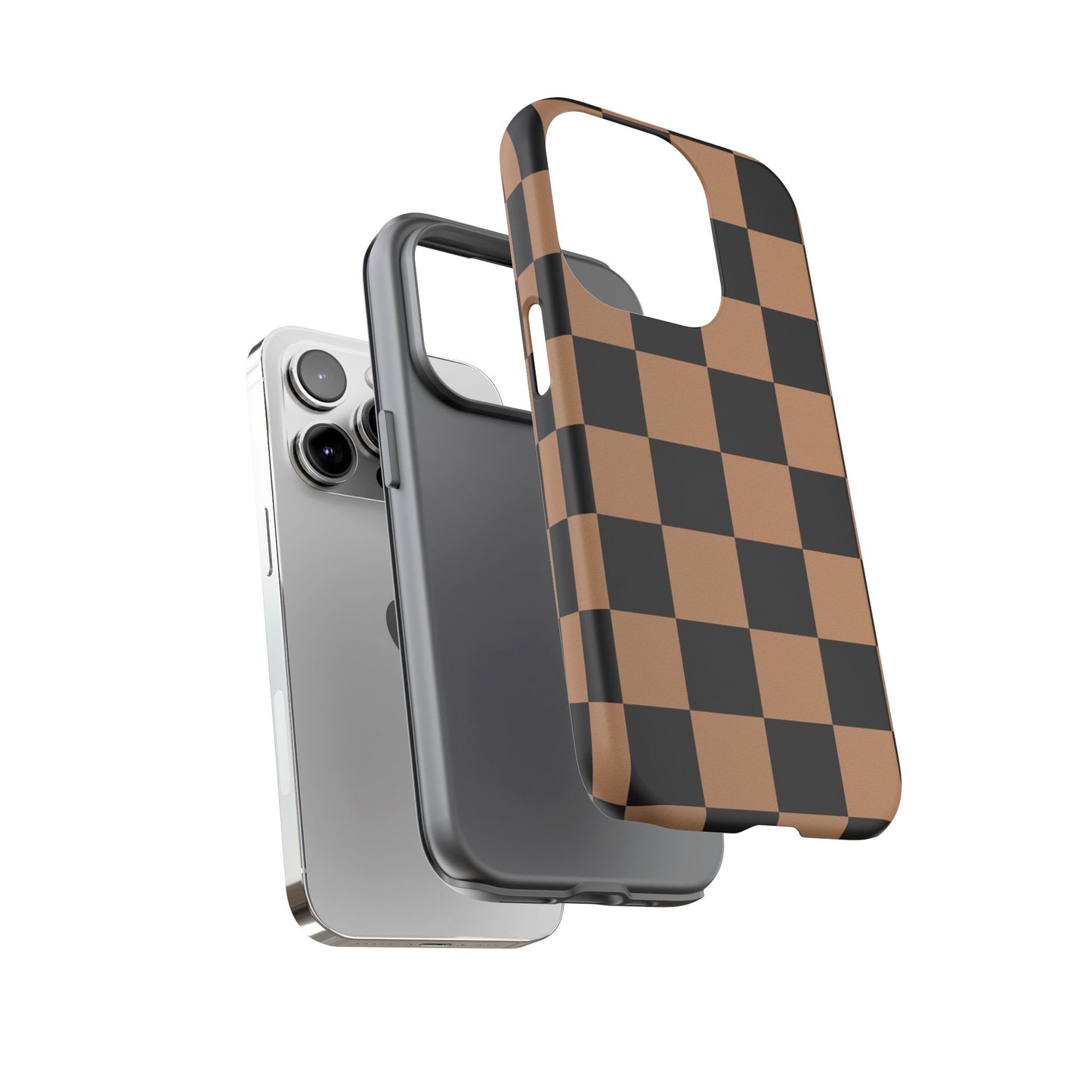 Brown Checkerboard Phone Case | Aesthetic Tough Protective Case