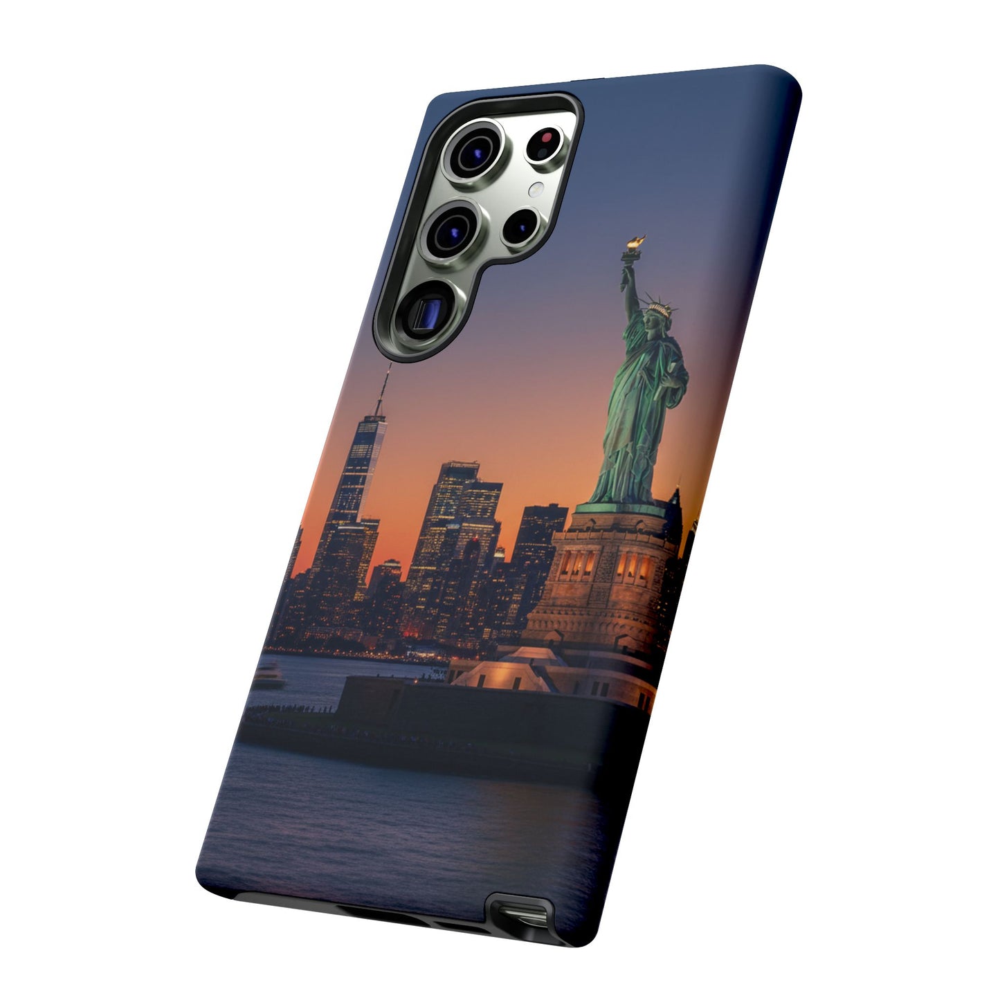 Statue of Liberty Sunset Phone Case – New York City Skyline Travel Aesthetic Tough Case