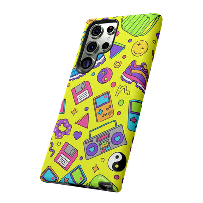 90s Retro Neon Phone Case – Y2K Nostalgia Colorful Icons Tough Protective Case
