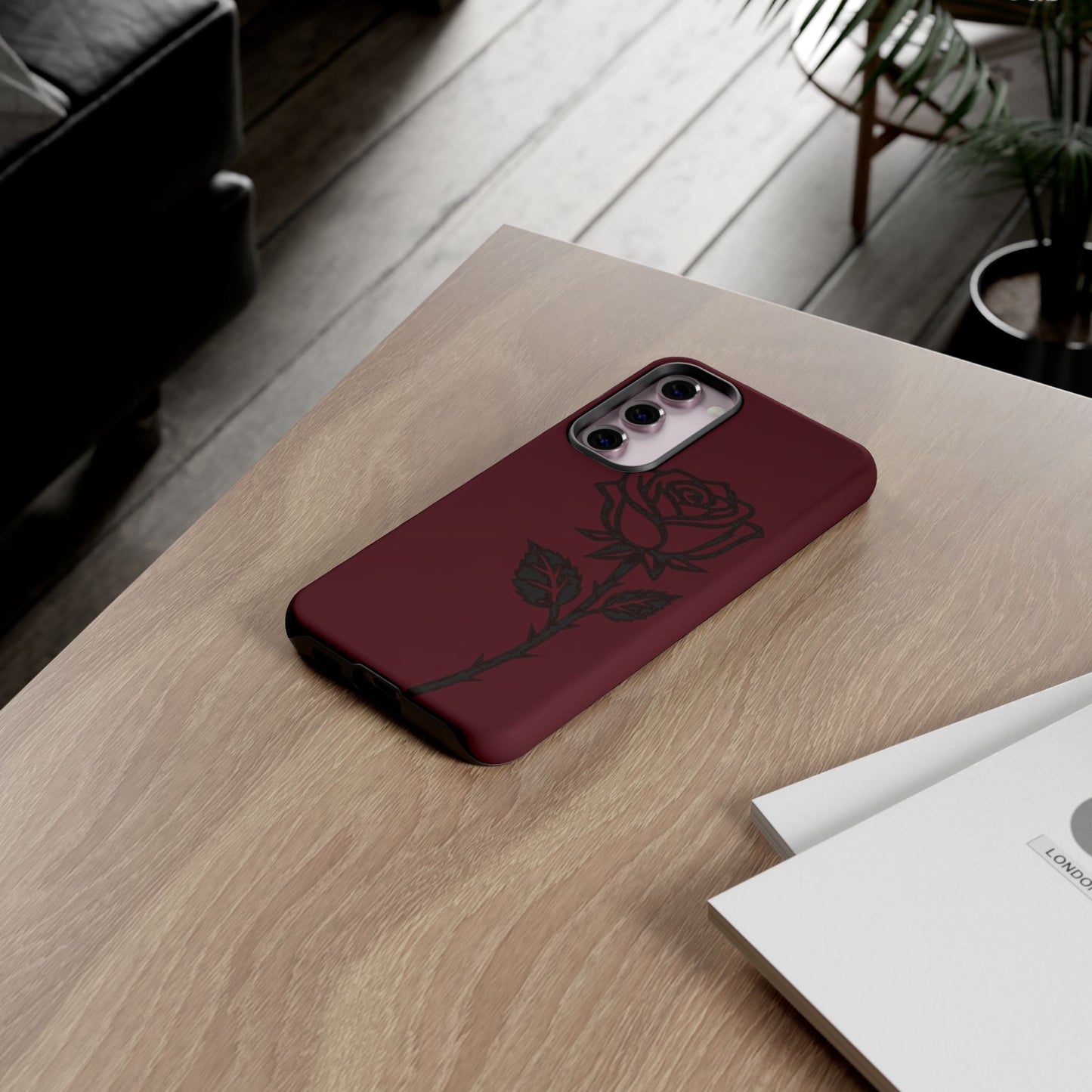 Black Rose Burgundy iPhone Case | Dark Aesthetic Shockproof Protective Cover