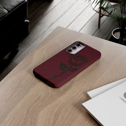 Black Rose Burgundy iPhone Case | Dark Aesthetic Shockproof Protective Cover