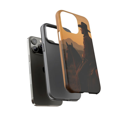 Western Cowboy Sunset Phone Case | Horse Rider Desert Aesthetic Tough Protective Case