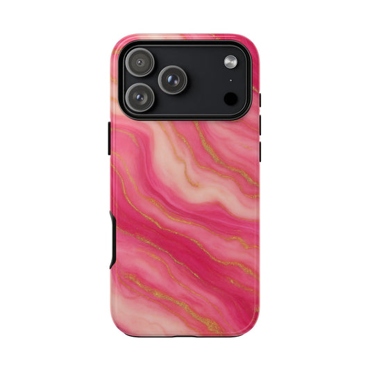 Pink Marble Phone Case – Rose Gold Swirl Tough Protective Case for iPhone & Samsung