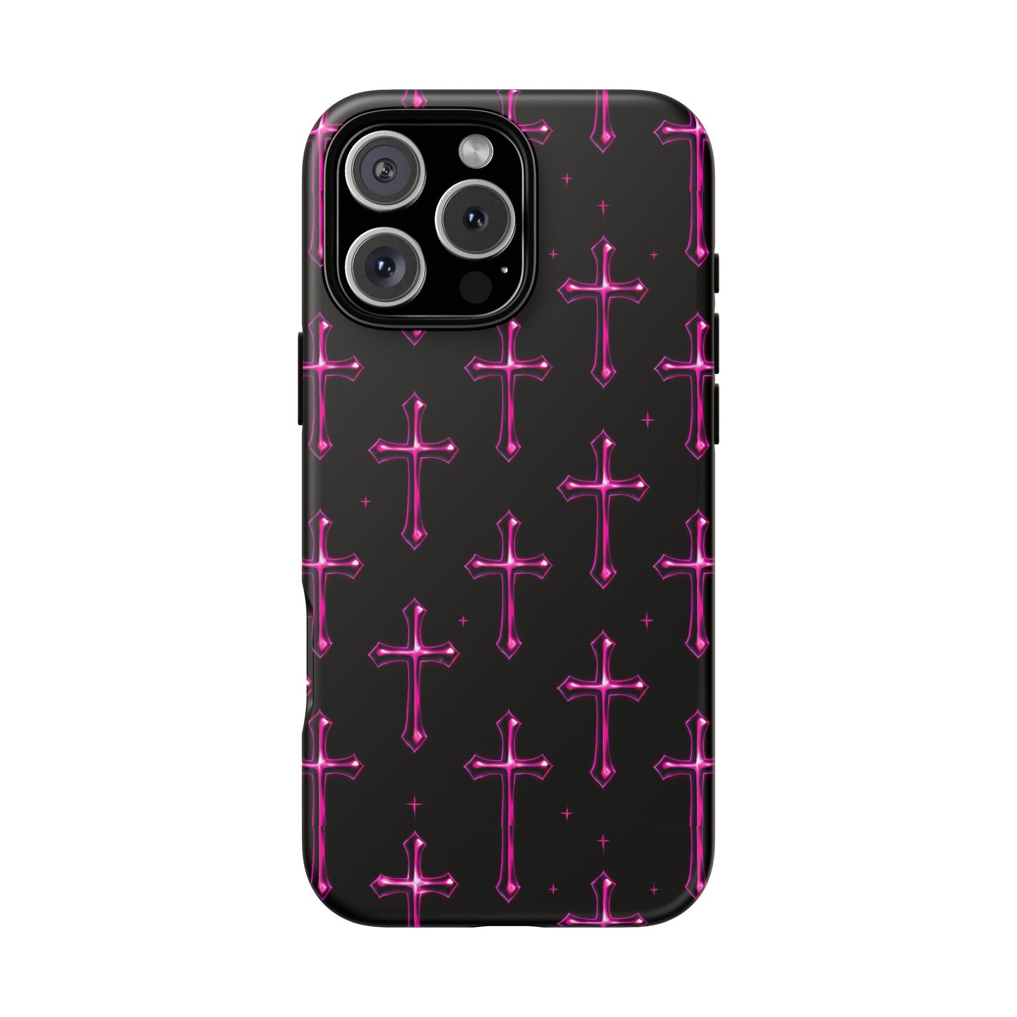 Neon Pink Cross Pattern Phone Case | Tough Protective Case for Iphone, Samsung Galaxy and Pixel