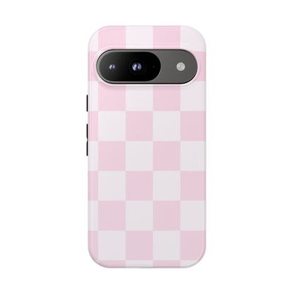 Light Pink Checkerboard Phone Case | Pastel Aesthetic Checkered iPhone & Samsung Tough Case
