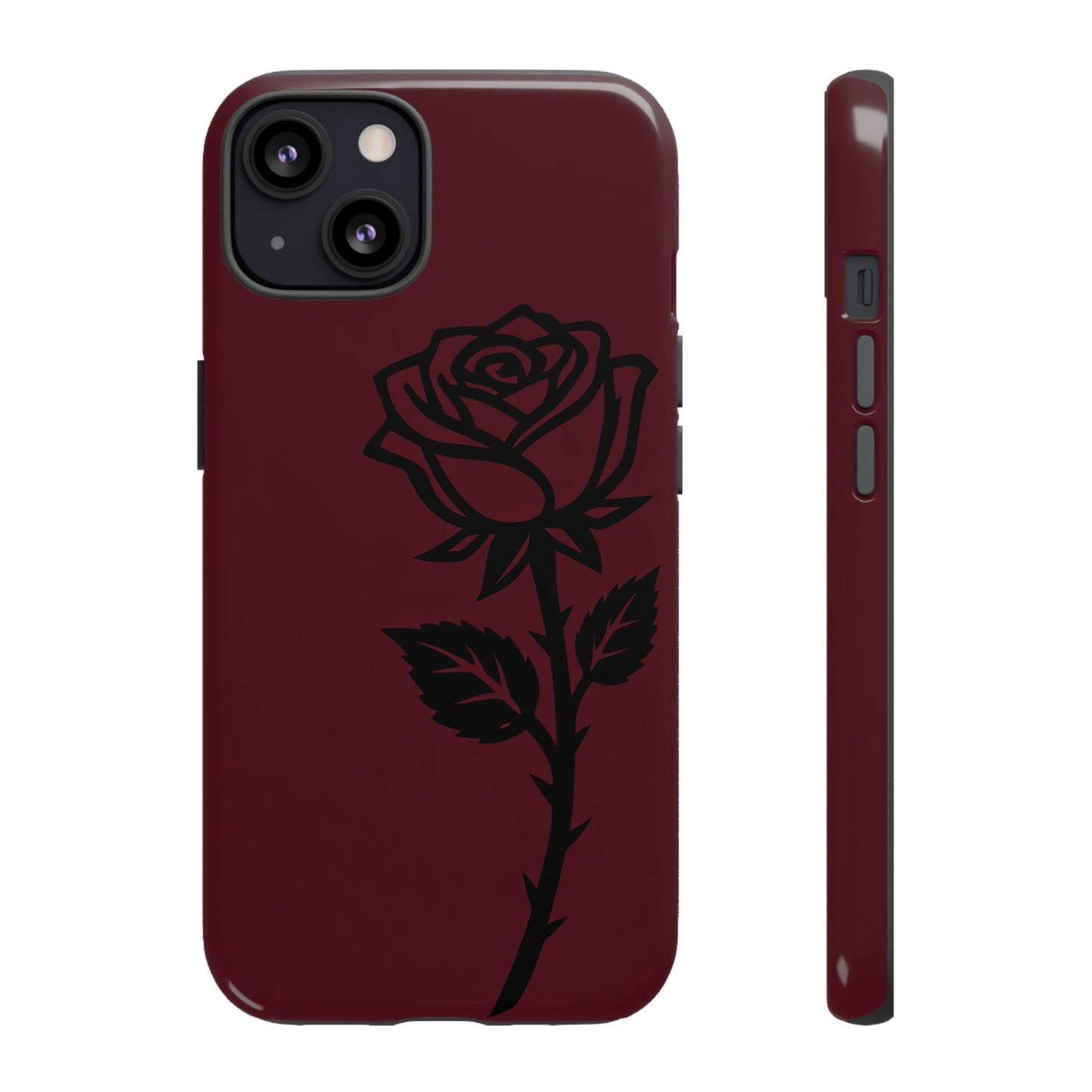Black Rose Burgundy iPhone Case | Dark Aesthetic Shockproof Protective Cover