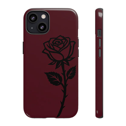 Black Rose Burgundy iPhone Case | Dark Aesthetic Shockproof Protective Cover