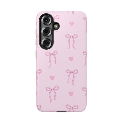 Pink Bow Heart Aesthetic Phone Case – Coquette Cute Tough Cover