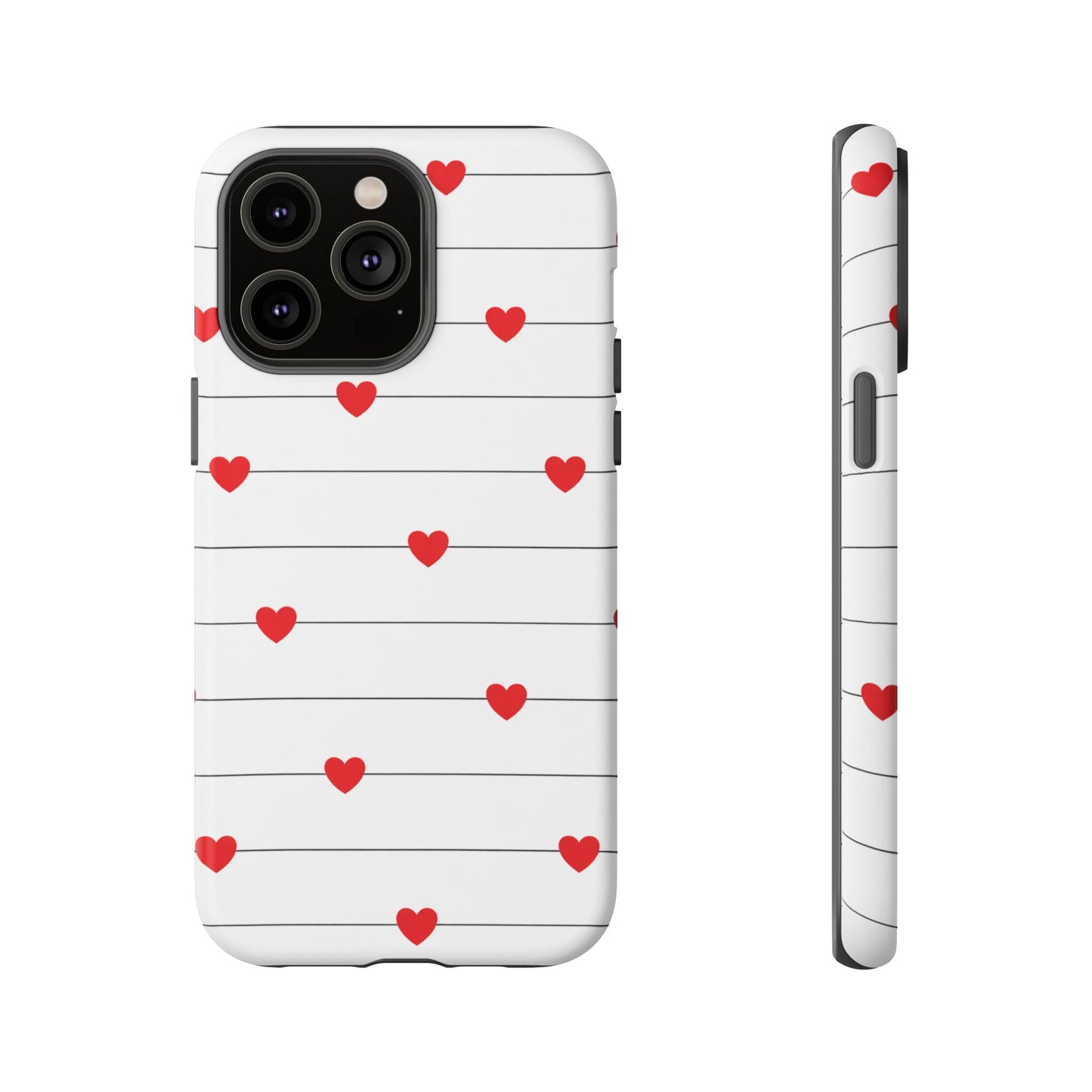 Red Heart Stripe iPhone Case | Tough Shockproof Love Aesthetic Cover