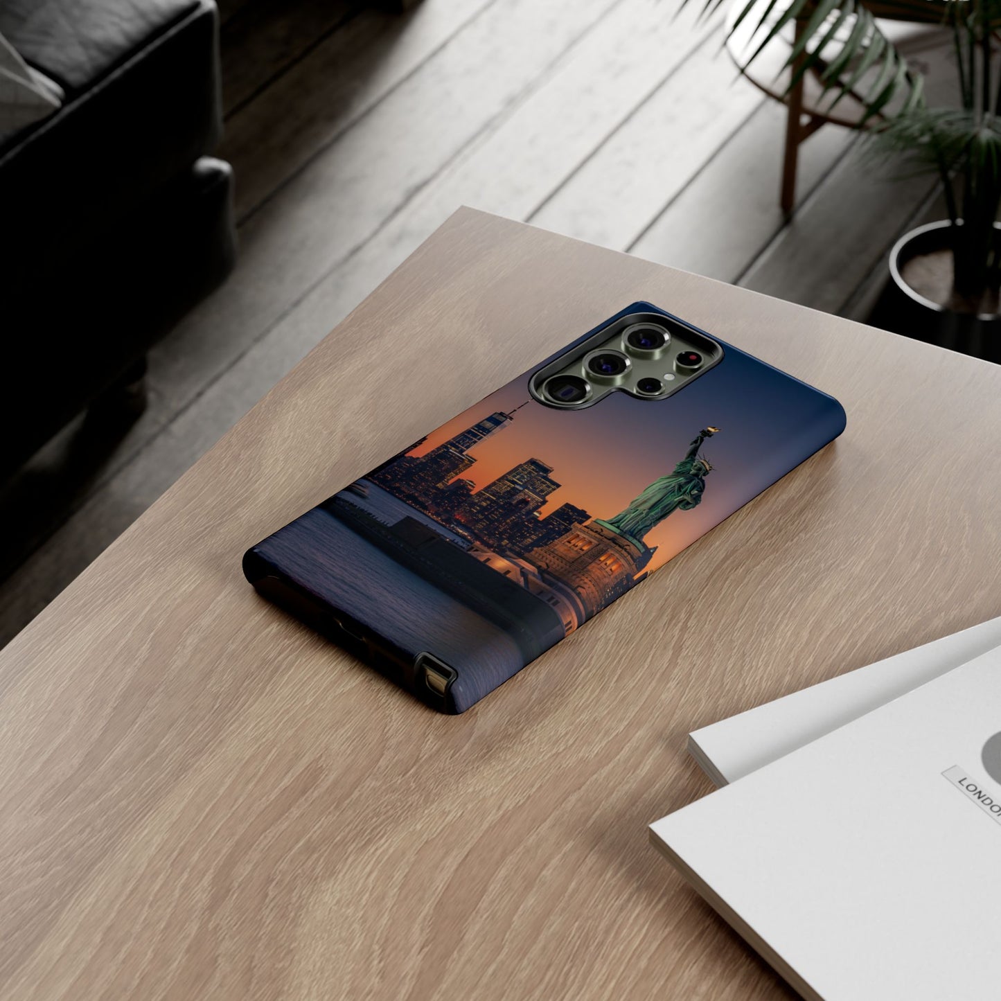 Statue of Liberty Sunset Phone Case – New York City Skyline Travel Aesthetic Tough Case