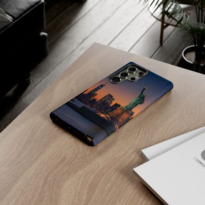 Statue of Liberty Sunset Phone Case – New York City Skyline Travel Aesthetic Tough Case