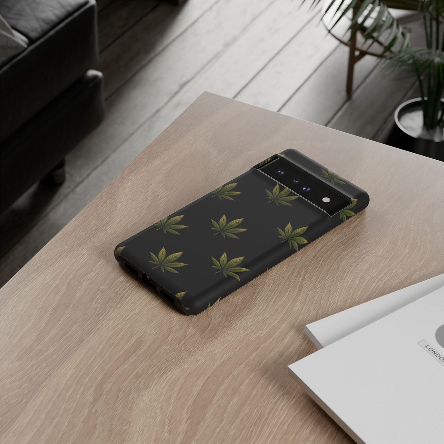 Cannabis Leaf Phone Case Green Weed Leaf Pattern Tough Protective Cover