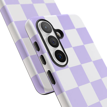 Lavender Checkerboard Phone Case | Pastel Aesthetic Checkered iPhone & Samsung Tough Case