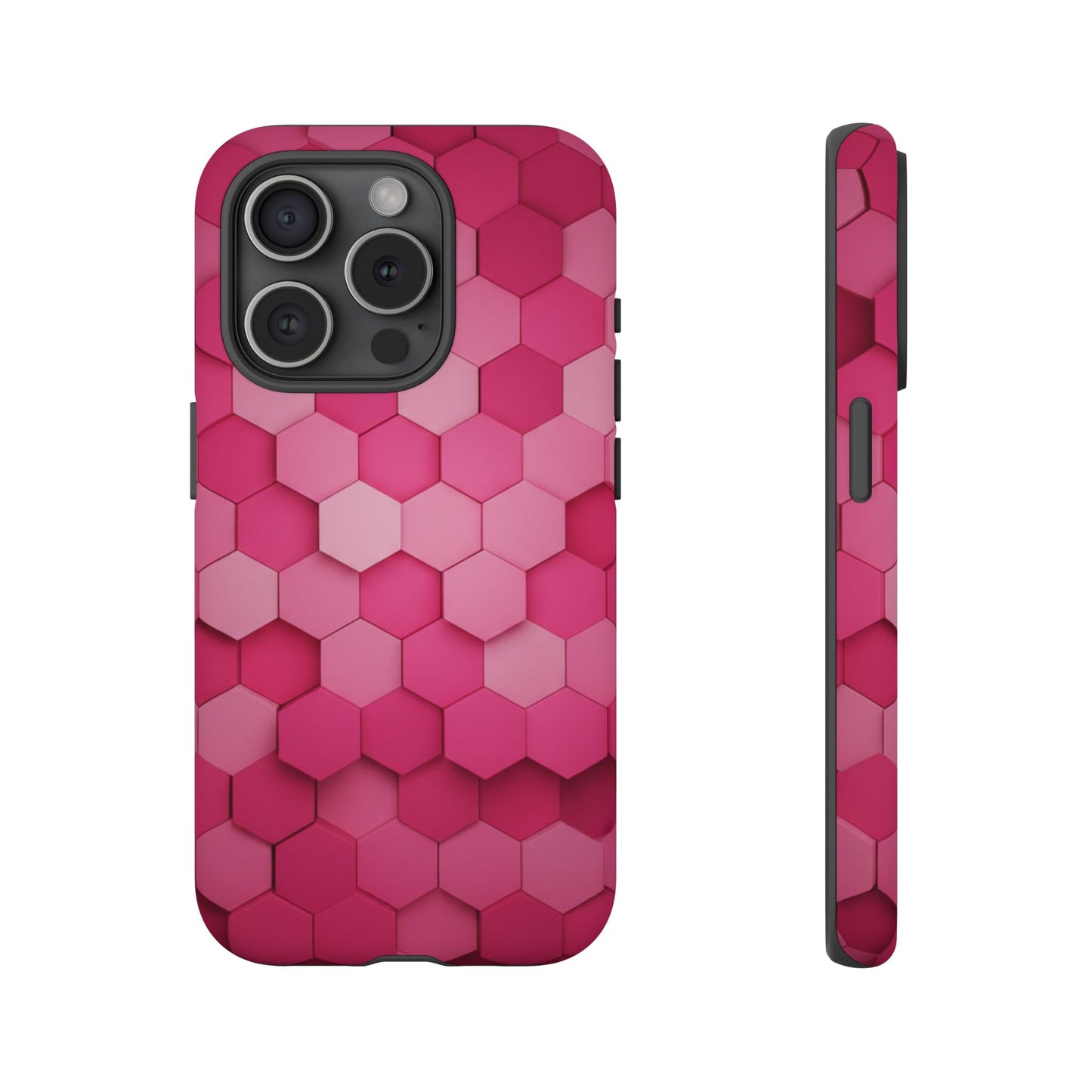 Hot Pink Hexagon Phone Case | Honeycomb Geometric Aesthetic | Cute Pink iPhone & Samsung Tough Protective Case