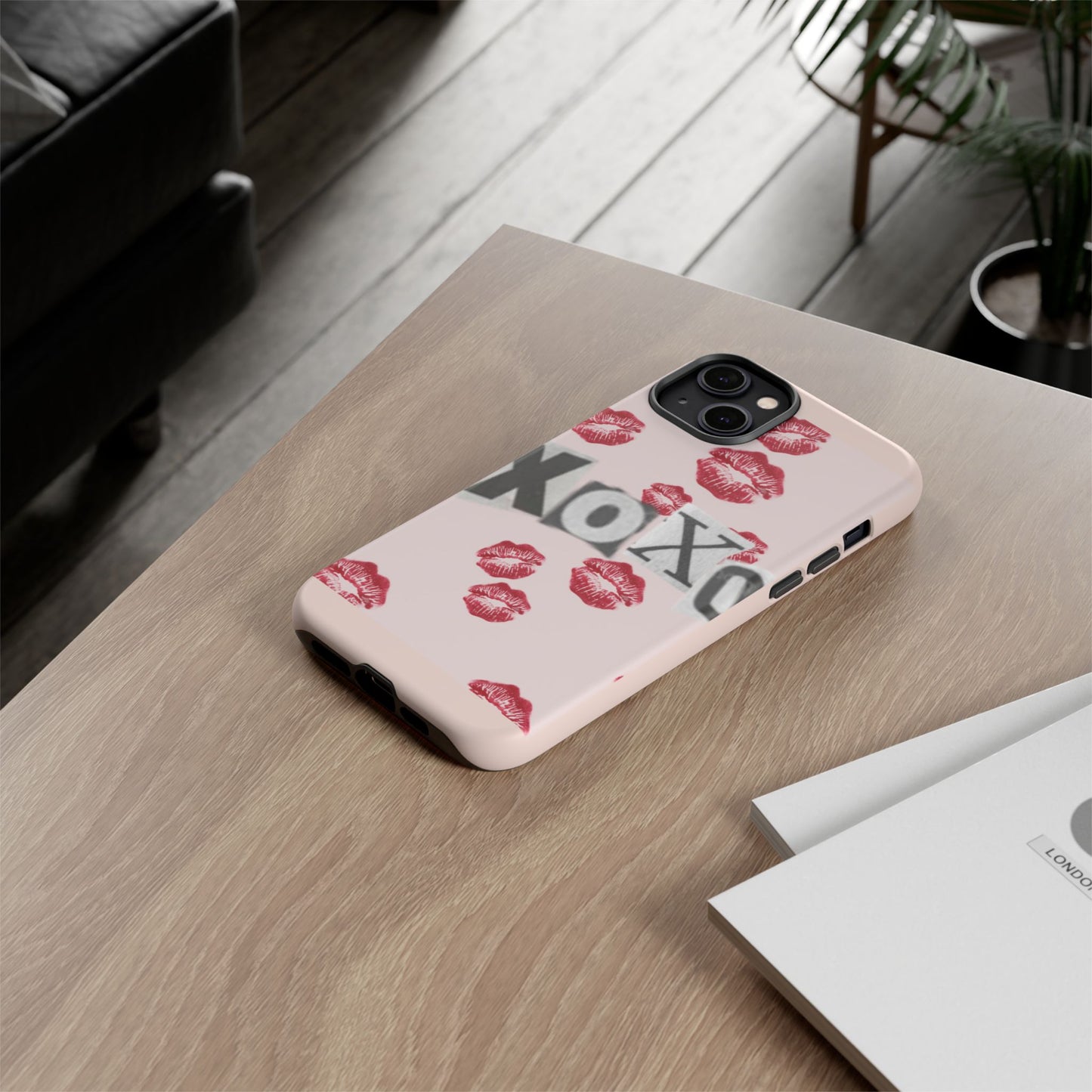 XOXO Kiss Print Phone Case | Coquette Valentine Aesthetic | Cute Pink Lipstick Kiss Tough Case for iPhone & Samsung