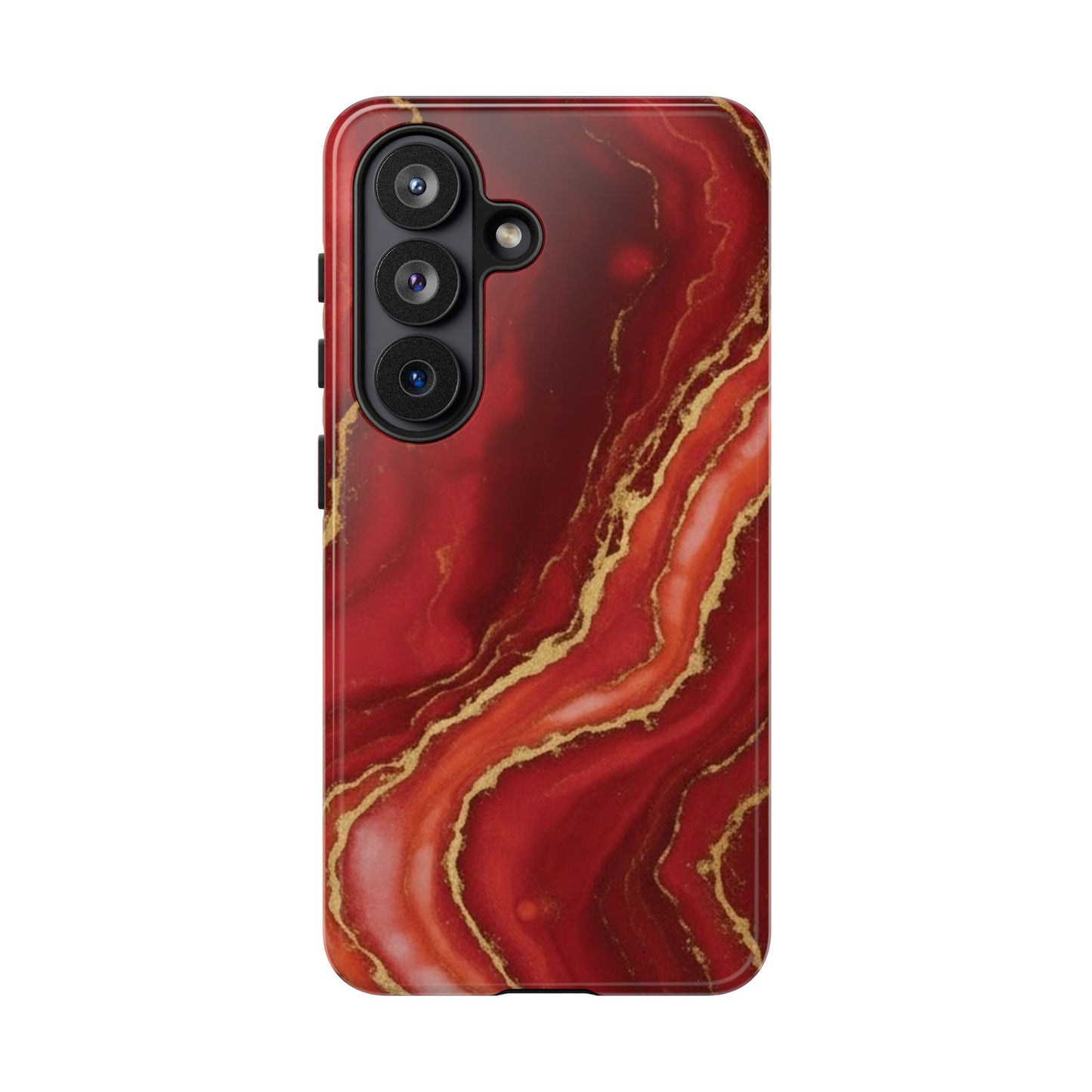 Red Agate Marble Phone Case – Gold Vein Luxury Stone Tough Case (iPhone, Samsung, Pixel)