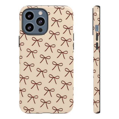 Coquette Bow Phone Case | Neutral Beige Aesthetic iPhone & Samsung Tough Case