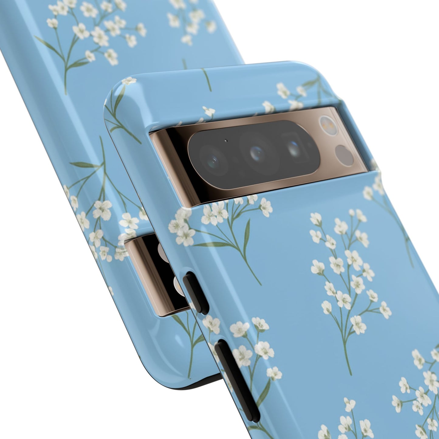 Baby’s Breath Floral Phone Case – Blue Minimal Flower Aesthetic Tough Case