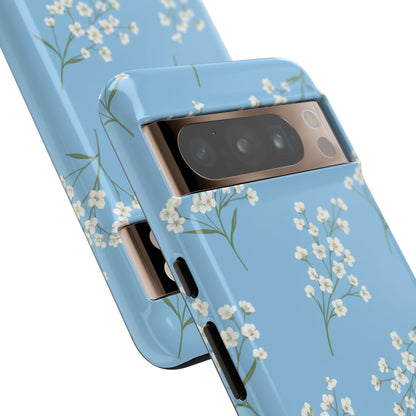 Baby’s Breath Floral Phone Case – Blue Minimal Flower Aesthetic Tough Case
