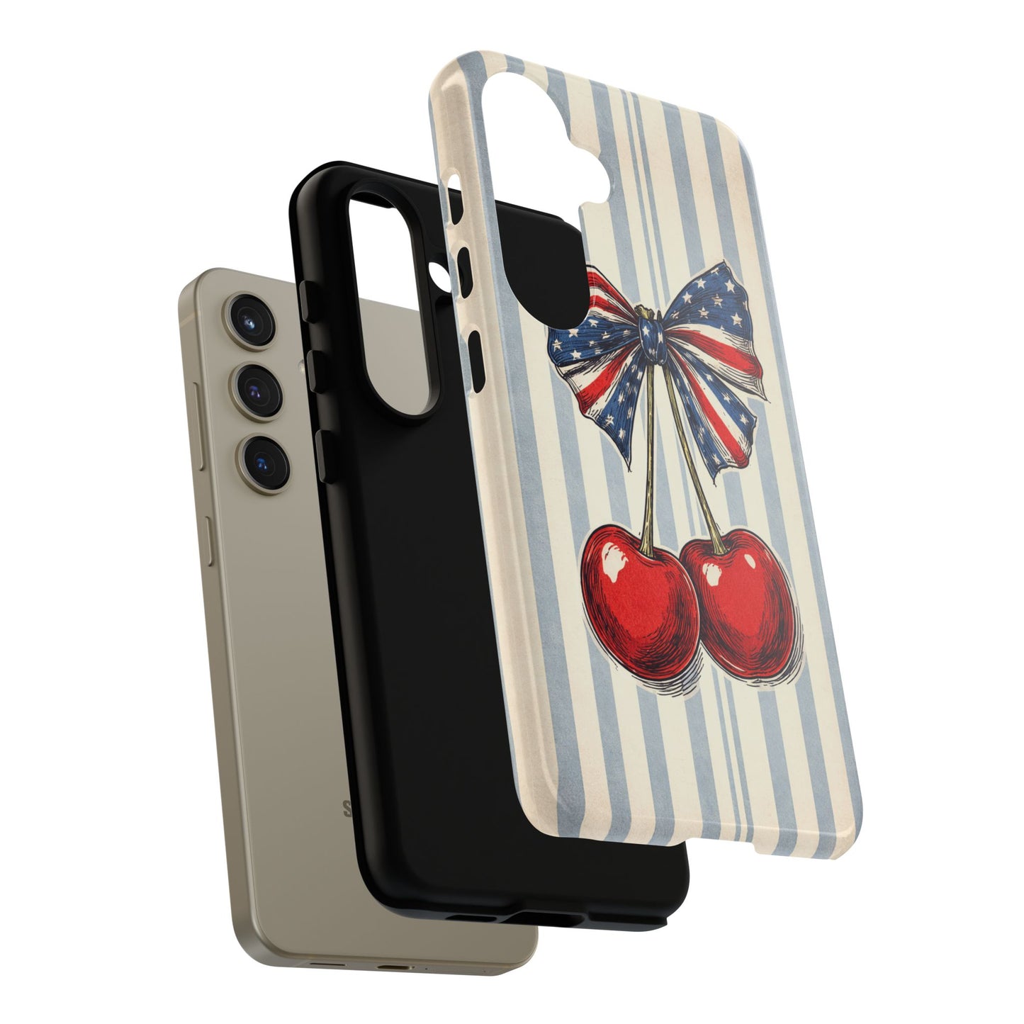 Patriotic Cherry Phone Case Americana Coquette Aesthetic iPhone Samsung