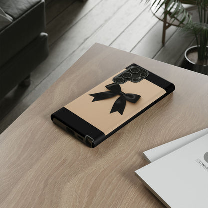 Black Bow Phone Case | Elegant Coquette Bow Design | Chic Neutral Tough Case for iPhone & Samsung