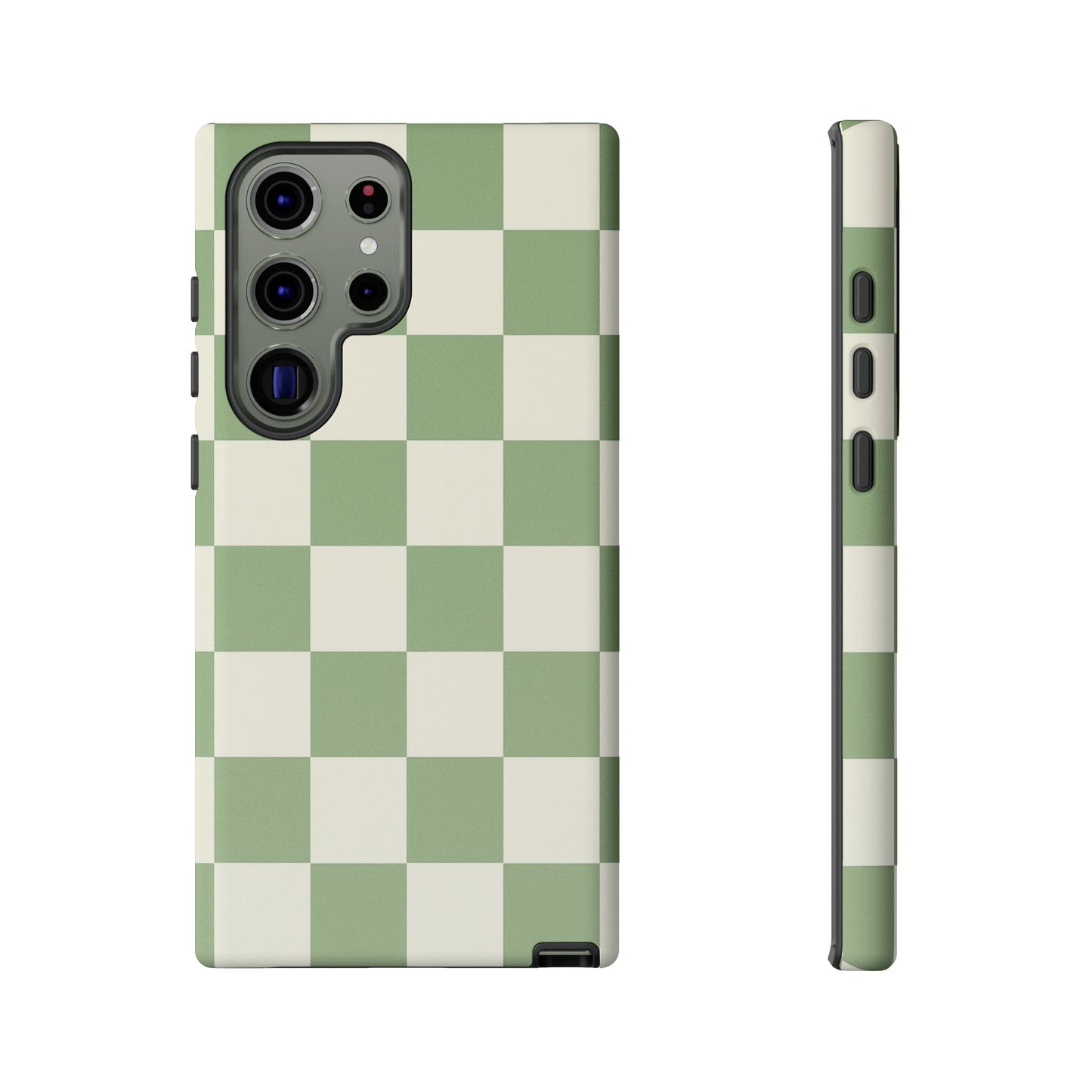 Sage Green Checkerboard Phone Case | Minimal Aesthetic Checkered iPhone & Samsung Tough Case