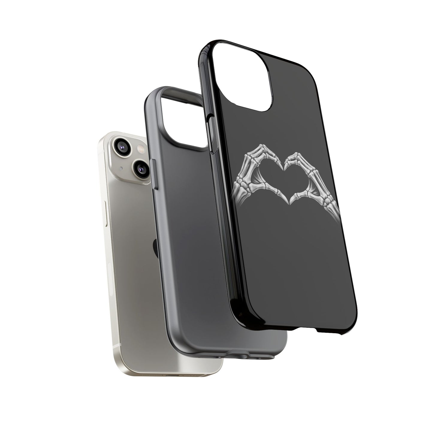 Skeleton Hands Heart Phone Case | Gothic Black Protective Cover