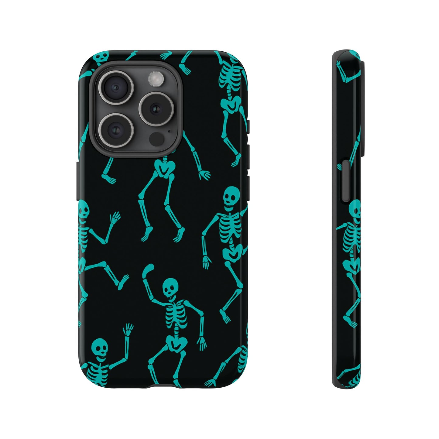 Dancing Teal Skeletons Phone Case | Tough Protective Case for Iphone, Samsung Galaxy and Pixel
