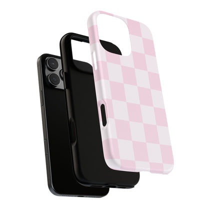 Light Pink Checkerboard Phone Case | Pastel Aesthetic Checkered iPhone & Samsung Tough Case