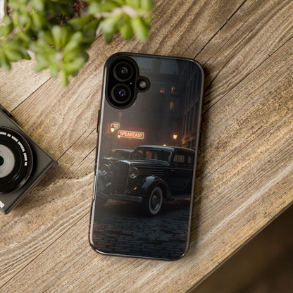 Vintage Classic Car Phone Case | Retro Noir Aesthetic | 1930s Street Scene Tough Case for iPhone & Samsung