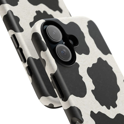 Black & White Cow Print Phone Case | Aesthetic Tough Protective Case
