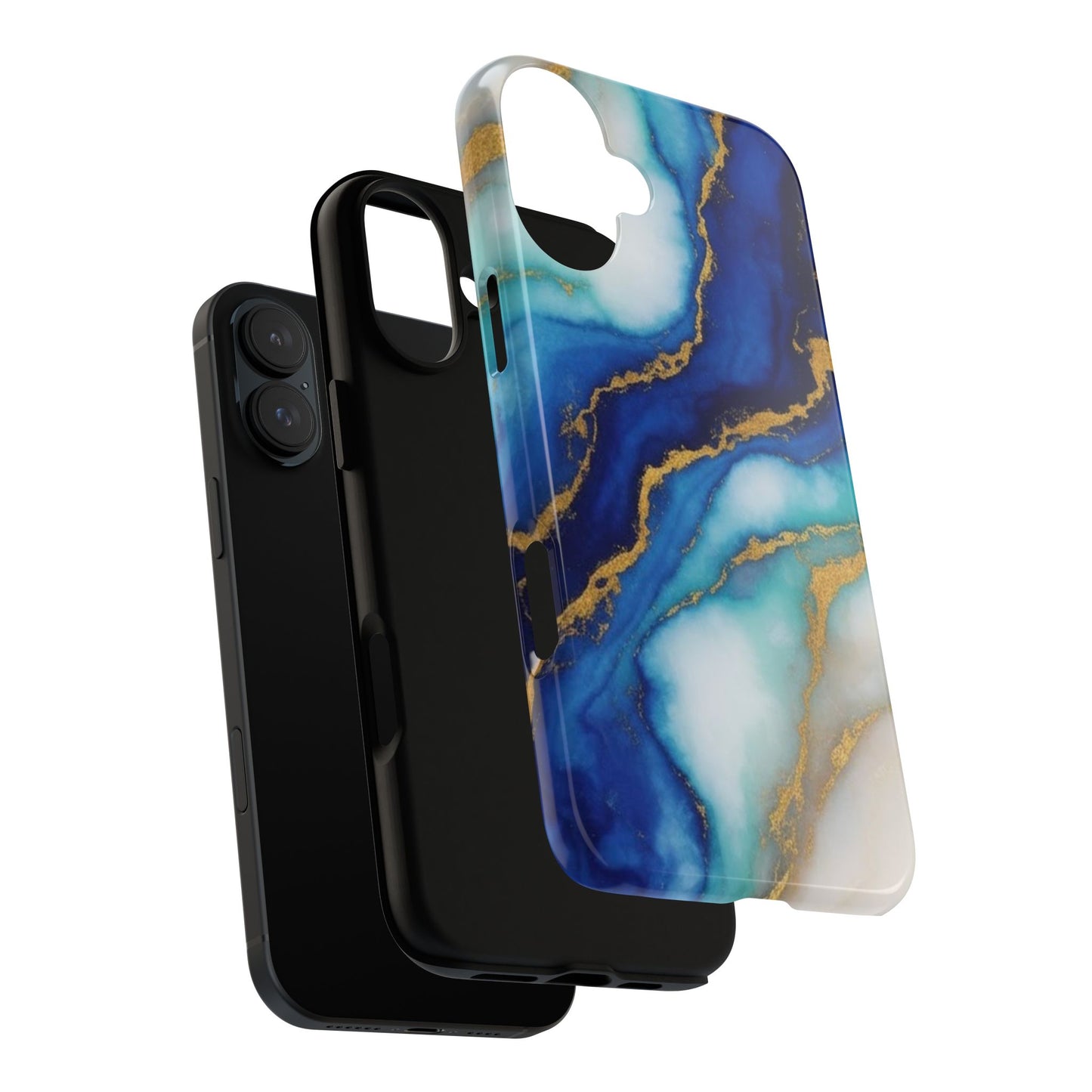 Blue & Gold Marble Phone Case – Luxury Resin Art Tough Case (iPhone, Samsung, Pixel)