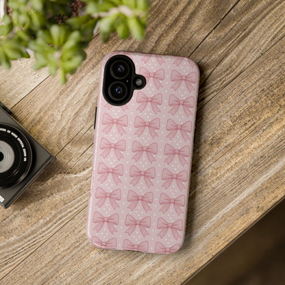 Pink Bow Pattern Phone Case – Soft Coquette Aesthetic Tough Case