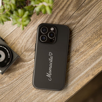 Mamacita Script Phone Case | Minimal Black Tough Case | Sleek Aesthetic Cover