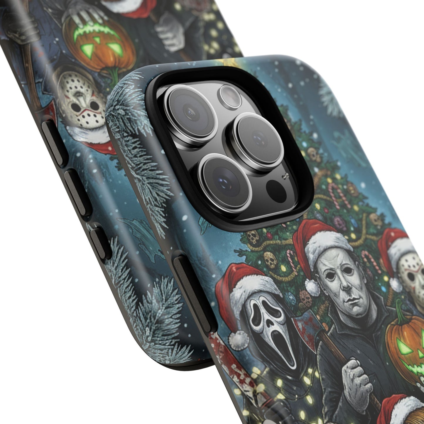 Christmas Horror Phone Case – Festive Slasher Collage Tough Case (iPhone, Samsung, Pixel)