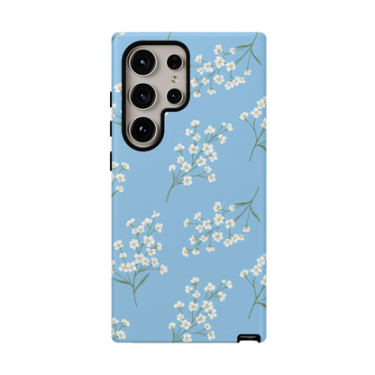 Baby’s Breath Floral Phone Case – Blue Minimal Flower Aesthetic Tough Case