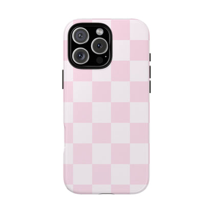 Light Pink Checkerboard Phone Case | Pastel Aesthetic Checkered iPhone & Samsung Tough Case