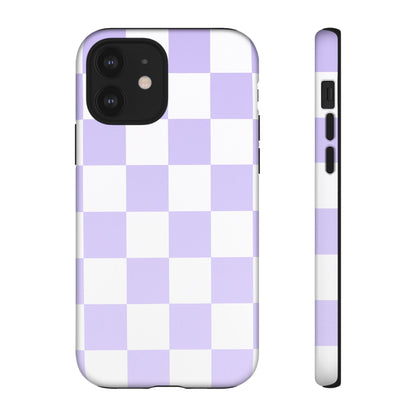 Lavender Checkerboard Phone Case | Pastel Aesthetic Checkered iPhone & Samsung Tough Case